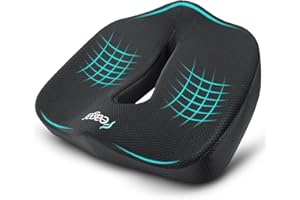 Feagar Ortopedyczna poduszka do siedzenia na krzesło biurowe – ergonomiczna poduszka do siedzenia z pianką z pamięcią kształtu, grubość XXL, 90-150 kg, czarna, łagodzi ból podczas długiego siedzenia