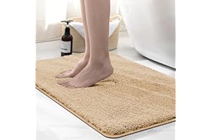wyewye Alfombra de baño de microfibra, 2 cm de grosor, súper absorbente, 50 x 80 cm, color camello