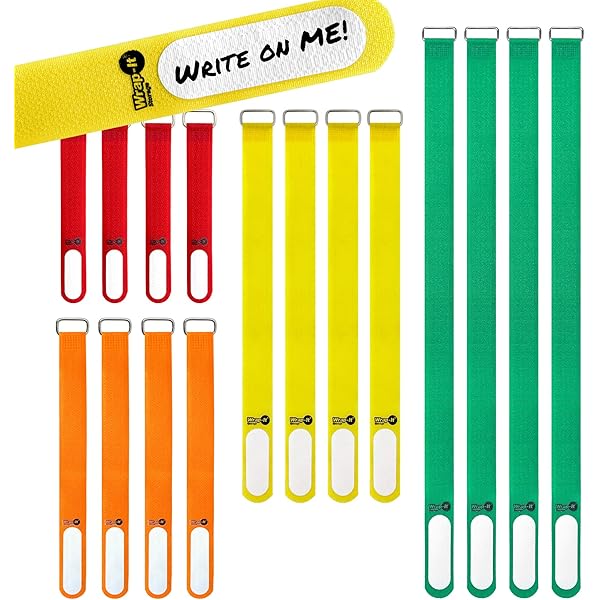 30-Pack Reusable Cable Ties With Write-On Labels - 6 Color Velcro Cord Organizers