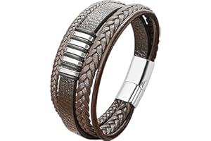 Mochity Bracelet Homme, Bracelet Cuir Homme, Bracelet Viking, Bracelet Acier Inoxydable, Bracelet Homme Acier, Bracelet Homme Acier Inoxydable, Bracelets Pour Homme, Avec Boîte Cadeau