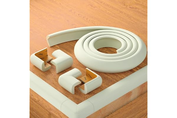 BEARTOP Protection Souple des Bords | adhésif Tesa Puissant | protège bébés, Enfants & Seniors | pour Tables, Plateaux de Table | Protection autocollante des Bords de Table | Blanc Laine