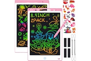 Sofore 2 Pack LCD Schreibtafel Kinder 8,5 Zoll LCD Buntes Maltafel Zaubertafel Kinder Schreibtablett, Schreibtafel Elektronisch Zeichenbrett Lernspielzeug 3-12Jahre Alte Mädchen Geschenke,Rosa+Rosa