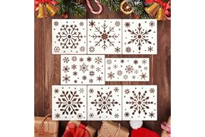8 Stück Weihnachten Schablonen, Abeillo Schneeflocken Schablone Wiederverwendbare Weihnachtsschablone Winter Xmas Snowflake Template DIY Schneeflocken Schablone für Fenster Scrapbooking Geschenkkarten