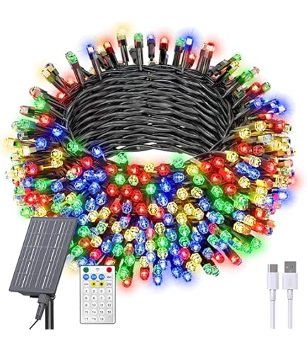 Guirlande Solaire Extérieur 20 Mètres - 200 LED étanches IP65, 8 Modes, Pour Jardin, Piscine, Noël, Fêtes
