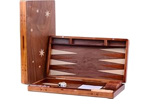 Syrace Jeu de Backgammon Classique en Bois incrusté de 40 cm - Grande Taille - Backgammon avec Dames - pour Adultes et Enfants