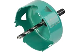 wolfcraft Sierra de corona de acero al carbono, Ø 76 mm I 5970000 I Para instalaciones eléctricas y sanitarias en madera y materiales de obra en seco