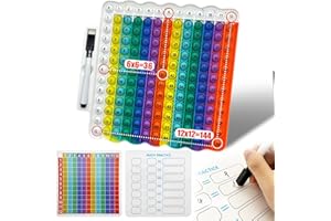 Zamety Pop It Fidget Toys, Popit Moltiplicazione 12 x12, Popit Bambini, Poppit Toy con Schede Matematiche e Penne Cancellabili, Pop It Tabelline Giocattolo Educativo per Bambini