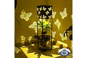 RJEDL Butterfly Solar Lantern Outdoor, 32" Large Metal Solar Garden Lights Waterproof with 3 Tier Shef, LED Solar Powered Path Lights Decoration for Garden, Patio, Yard, Party