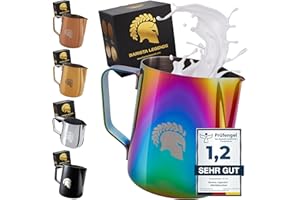 Barista Legends® Jarra de leche de acero inoxidable, 600 ml, con boquilla especial Latte Art, jarra de leche para hobby barista en colores impresionantes