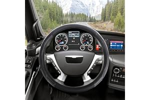 ZATOOTO Funda Volante Coche para Camión, Protectores Volante Coche de Fibra de Carbono Antideslizantes, Deportivos y Transpirables, 44-46cm / 17.3-18.1in, Negro