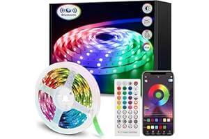 vvuvnem LED Strip Light 20m, Led Lights Music Sync Colour Changing, Ultra-Long RGB Bluetooth Led Lights with Remote App Control, Led Lights for Indoor Bedroom Party Decoration [Energy Class A++]