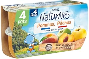 Nestlé Naturnes Purée de Fruits Bébé Pommes Pêches - Dès 4/6 mois - 4x130g