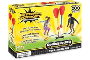 HQ Windspiration 365016 Stomp Rocket Wyrzutnia Rakiet, Wielokolorowy, 4 Rakiety i 1 Wyrzutnia, Od 8 Lat