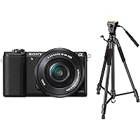 Sony Alpha ILCE5100L 24.3MP Digital SLR Camera (Black) with 16-50mm Lens, Bag & Digitek DTR 590 VD PRO Tripod (Black)