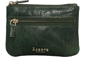 ASSOTS Genuine Soft Real Leather Coin Purse with Multiple Zips for Women Accessory Mini Pouch (Mary Tree Top Green)