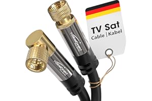 KabelDirekt – SAT Kabel, Koaxialkabel – Internet, Satellitenkabel – TV Kabel/Fernsehkabel, F-Stecker – 90° gewinkelt/gerade – 1m – Entwickelt in Deutschland (Radio, DVB-T2/DVB-C/DVB-S2 – schwarz)