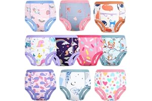 FLYISH DIRECT Calzones de entrenamiento 10 Paquetes, Bragas de Aprendizaje Niños, 100% Algodón Absorbentes Pantalones de Entrenamiento para Niñas 9 Años, Rosa