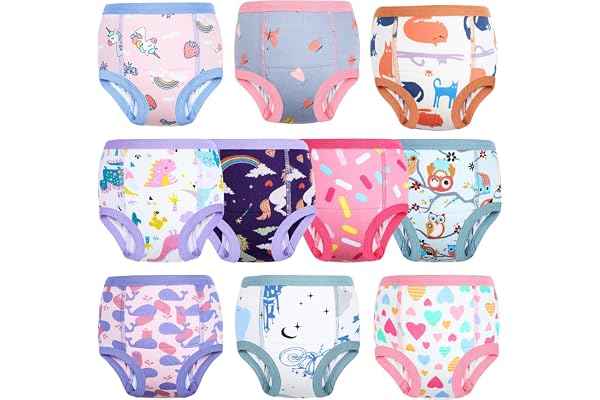 FLYISH DIRECT Culotte Apprentissage Propreté Garcon | Culotte d'apprentissage Enfant en Coton | Absorbant et Lavable 10 paquets, Violet, 2 ans