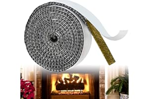 IWIIO Fire Rope for Wood Burning Stove, Flat Stove Rope, 3m*10mm Self Adhesive Seal Liner for Stove, Fireplace Tape Wood Stove Door Gasket Stove Door Glass Seal Rope Fiberglass Rope Seal for Fireplaces Door