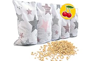 Amilian, cuscino termico con noccioli di ciliegia, 55 x 20 cm, imbottito con noccioli di ciliegia, cuscino per bambini e adulti, ideale come cuscino da massaggio, fantasia a stelle, colore: rosa