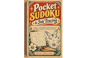 Pocket Sudoku & Ink Tracing: 100 Medium Sudoku Puzzles with Aesthetic Vintage Ink-Tracing Illustrations for Relaxation, Focus