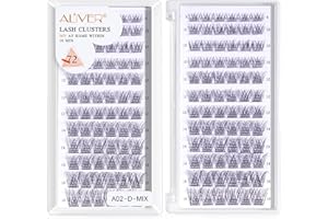 PEPHUCA Zestaw do przedłużania rzęs, Cluster Lashes, sztuczne rzęsy, 8-10-12-14-16 mm, mieszana długość, 72 szt. D Curl Wispy Clusters, naturalny wygląd, "zrób to sam" w domu