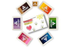 Tritart Cojines de tinta para huellas dactilares I tinta para sellos 24 colores vivos + 1 dorado .No tóxicos I tinta lavable para sellos I tintas para estampar diseñosI selloscrapbook papel o canvas