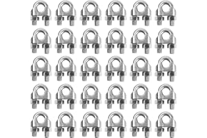 TOPZEA 30Pcs 1/8 Inch M3 Stainless Steel Wire Rope Cable Clip Clamps Wire Rope Clamp U Bolt Saddle Fastener