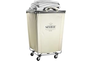 Seville Classics w/Wheels for Hotel, Home, Closet, Bedroom (Patented), Alloy Steel Canvas Polyester, Cream, 18.1" D x 18.1" W
