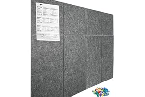 OURSOUION Large Cork Board Alternative,Felt Bulletin Board with Removable Adhesive Tabs,Pin Board Wall Tiles Notice Boards with Pins for Office,Home,Cork Boards for Photos Memos Dark Gray 12Pack