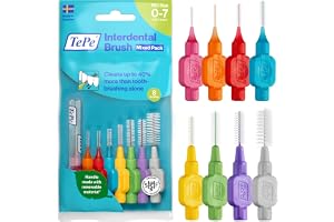 TePe Interdental Brush, Original, Mixed Pack, 0.4-1.3mm/ISO 0-7, 8pcs, Plaque Removal, flossers for Narrow to Wide Gaps