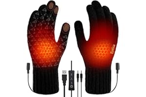Ertisa Guantes Calefactables USB para Hombre Mujer, Doble Cara Guantes Térmicos Guantes de Invierno 3 Temperatura Manoplas Térmicas Calientamanos Regalo Mitones esquí de Punto para Interior Exterior
