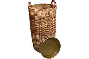 khevga Paragüero elegante de mimbre, almacenamiento decorativo para paraguas, bastones o accesorios, estilo vintage