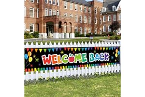 UNIIDECO Welcome Back To School Banner Back To School Supplies First Day of School Sign for Yard School Classroom Bulletin Board Backdrop Decorations (9.8 X 1.6ft)
