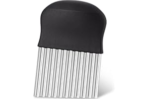 Rainspire Crinkle Cutter for Veggies, Crinkle Cutter Knife Stainless Steel, Veggie Cutter for Potatoes Carrot, Black