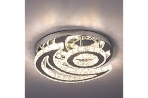 CXGLEAMING 15.7" Moderner Kronleuchter LED Kristall Deckenleuchte Lichtfarbe veränderbar Deckenlampe Mond Runde Unterputz Pendelleuchte für Wohnzimmerlampe Schlafzimmer Küche(Mehrfarbig)