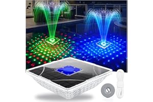 LanBlu Fontaine Solaire avec Spectacle de Lumière, 24*24CM Fontaine Flottante Piscine, 2 Modes D'Arrosage Fontaine Solaire pour Bassin, Fontaine Solaire Flottante,Fontaine Solaire Exterieure de Jardin