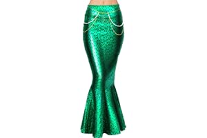 Spooktacular Creations Vuxen Metallisk Hologram Blank Sjöjungfru Kjol Kostym Rollspel. Midjepärlkedja ingår