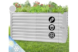 Blumfeldt Fioriera da Esterno, Orto Verticale Rialzato da Esterno per Balcone e Giardino, Mini Orto Rialzato per Piantine, Giardino Verticale da Esterno, Impermeabile 1800L, 200 x 90 x 100cm (Argento)