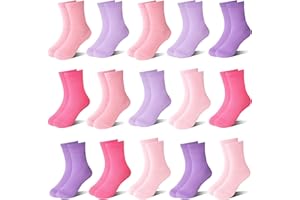 ZERULETS Boys Girls Crew Socks Kids School Sock Black White Gray Toddler Boy Sport Socks 15 Pairs for 1-13 Years