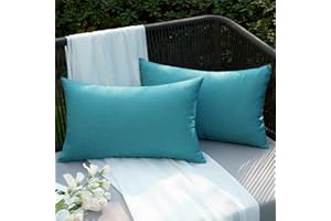 EMEMA Funda Cojines Exterior Impermeable Fundas de Almohadas de Lino de Sofá Almohadas Decorativas Modernas para Salón Cama Silla Oficina Dormitorio Habitacion Lumbar 2 Piezas 30x50cm Azul Claro