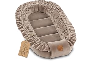 TOTSY BABY Baby Nest - Baby Nest for Newborns Minky Baby Nest for Crib Versatile Portable Nest Cuddle Nest Accessory for Crib Warm Winter Cocoon Velvet Beige