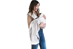 Merrymama - Fascia PortaBebè ad Anelli -Ring Sling- 0/3 Anni, Provenzale ecru, Taglia unica