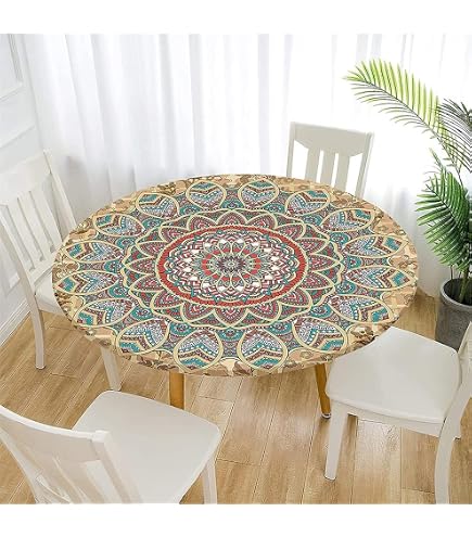 Highdi 3D Tovaglia Ovale Con Bordo Elastico, Antiscivolo E Impermeabile, Motivo Mandala, 132x305 Cm