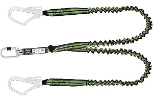 Kratos Safety Y-Verbindungsmittel Gravity Elastik aus elastischem Gurtband mit Falldämpfer und Karabiner, 1,50 m, PSA, EN355