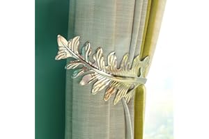 MoYouno 2 Pack Curtain Holdbacks, Large Vintage Leaf Design Curtain Tieback Hooks, Retro Decorative Curtain Holdback, Rustic Curtain Tie Backs, Silver