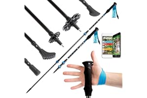 ATTRAC Bastoncini trekking telescopici con blocco a leva - Bastoni con impugnatura antiscivolo in gomma eva - Ultraleggeri e Regolabili + PDF workout