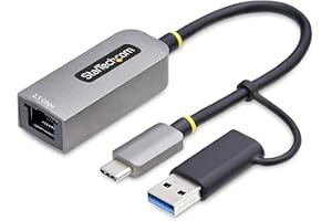 ‎STARTECH StarTech.com 2.5GbE USB C Ethernet Adapter mit USB-A Adapter, USB-C LAN-RJ45 Netzwerkadapter, USB 3.0 Typ-C 2.5Gb Netzwerk