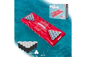 RedCupShop® XXL Pool Pong Luftmatratze | Set inkl. 25 Becher & 3 Bälle | Große 175 x 75 cm Pool Matratze | Cooles Sommer Geschenk