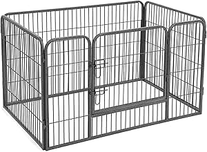Recinto Per Cani Feandrea - 4 Pannelli 119x77x70 Cm - Gabbia In Ferro Nero Con Porta A Doppia Serratura - Per Cuccioli E Animali - Foto 8